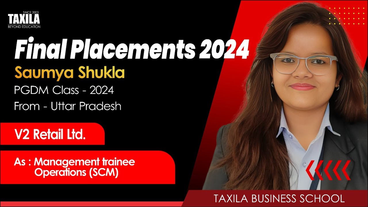 Saumya Shukla Palcement in V2 Retail Pvt Ltd