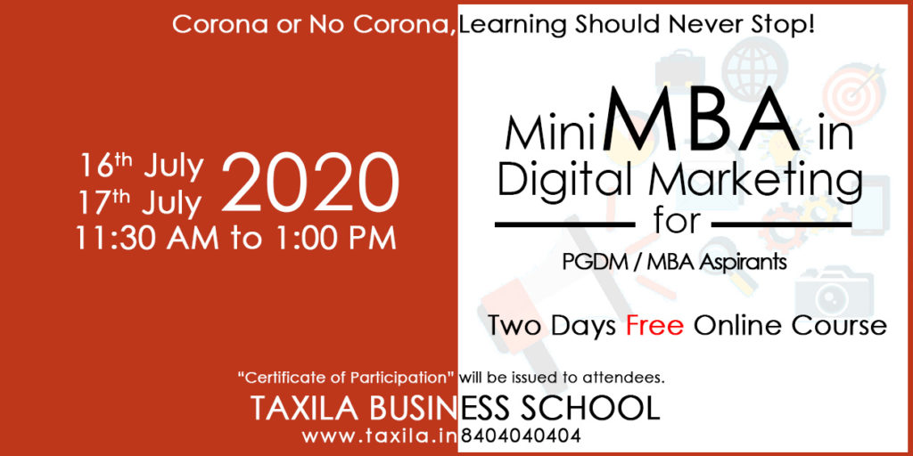 mini mba in digital marketing - taxil abusiness school