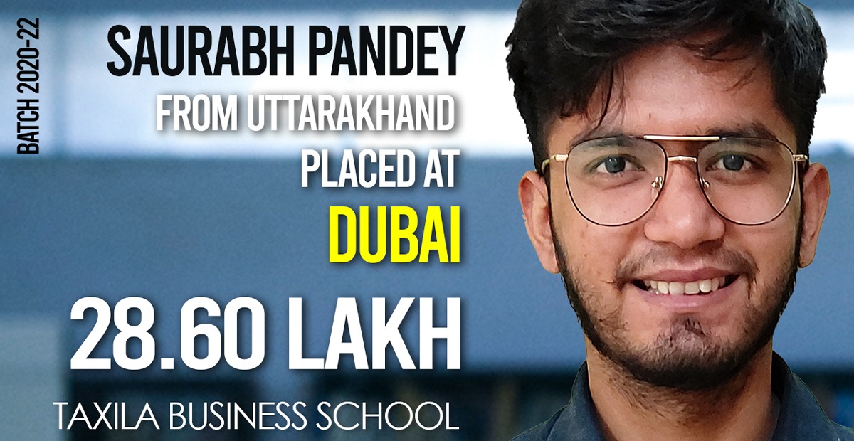Saurabh Pandey from Uttrakhand placed at Dubai - 28.60 lakh