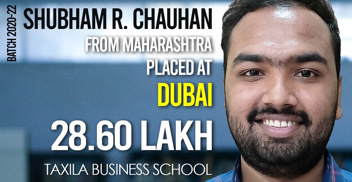 Shubham R. Chauhan from Maharastra placed at Dubai - 28.60 lakh