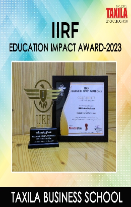 Taxila Business School proudly wins the prestigious IIRF Education Impact Award 2023, celebrating excellence in education.