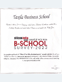 Taxila Business School Ranked 12th in A+++ Category, Ranked 5th in Academic Excellence, Ranked 7thin Industry Interface, Ranked 4th in Placement & Ranked 5th in North zone B-Schools by SiliconIndia B-School Survey 2022.