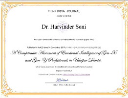 Dr. Harvinder Soni published a research paper