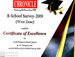 Taxila Business School awarded Certificate of Excellence by Chronicle (year 2019)