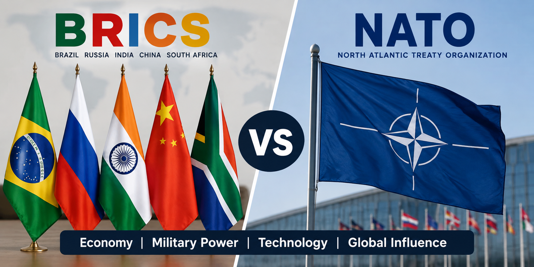 BRICS vs NATO 2026: Military, Economy, Technology & Power Compared
